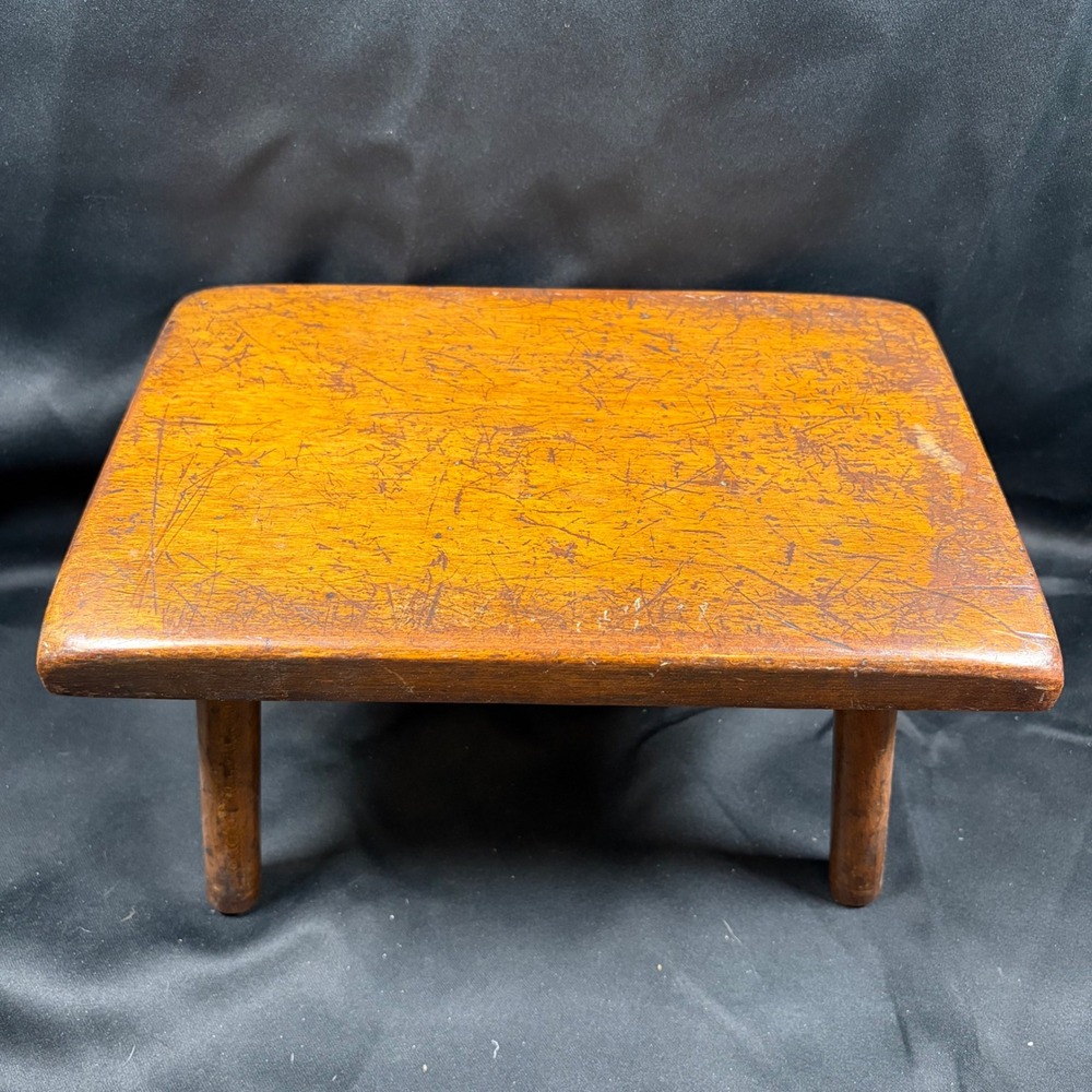 Conant Ball Solid Maple Low Stool Footstool CB 1852 Gardner MA 1930s Vintage